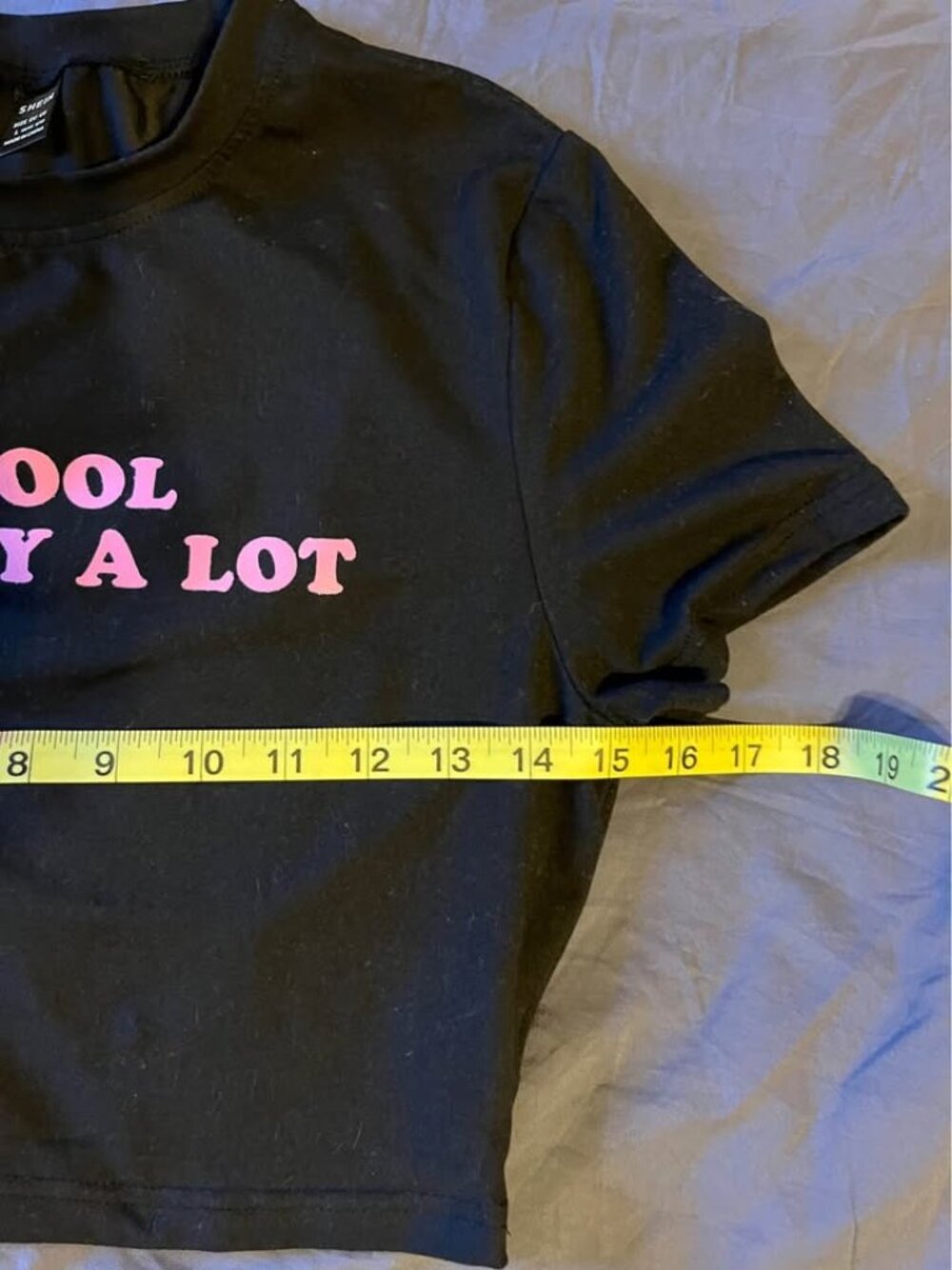 “I’m Cool But I Cry A Lot” Black and Pink Crop Top, Juniors Large - Picture 4 of 6
